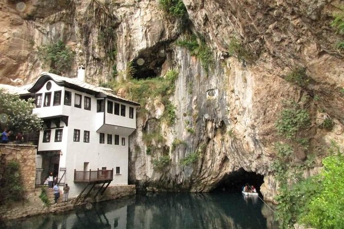 Sunny Herzegovina: Mostar, Kravice Waterfalls & 4 Cities Tour - Blagaj Tekija beside the Buna spring